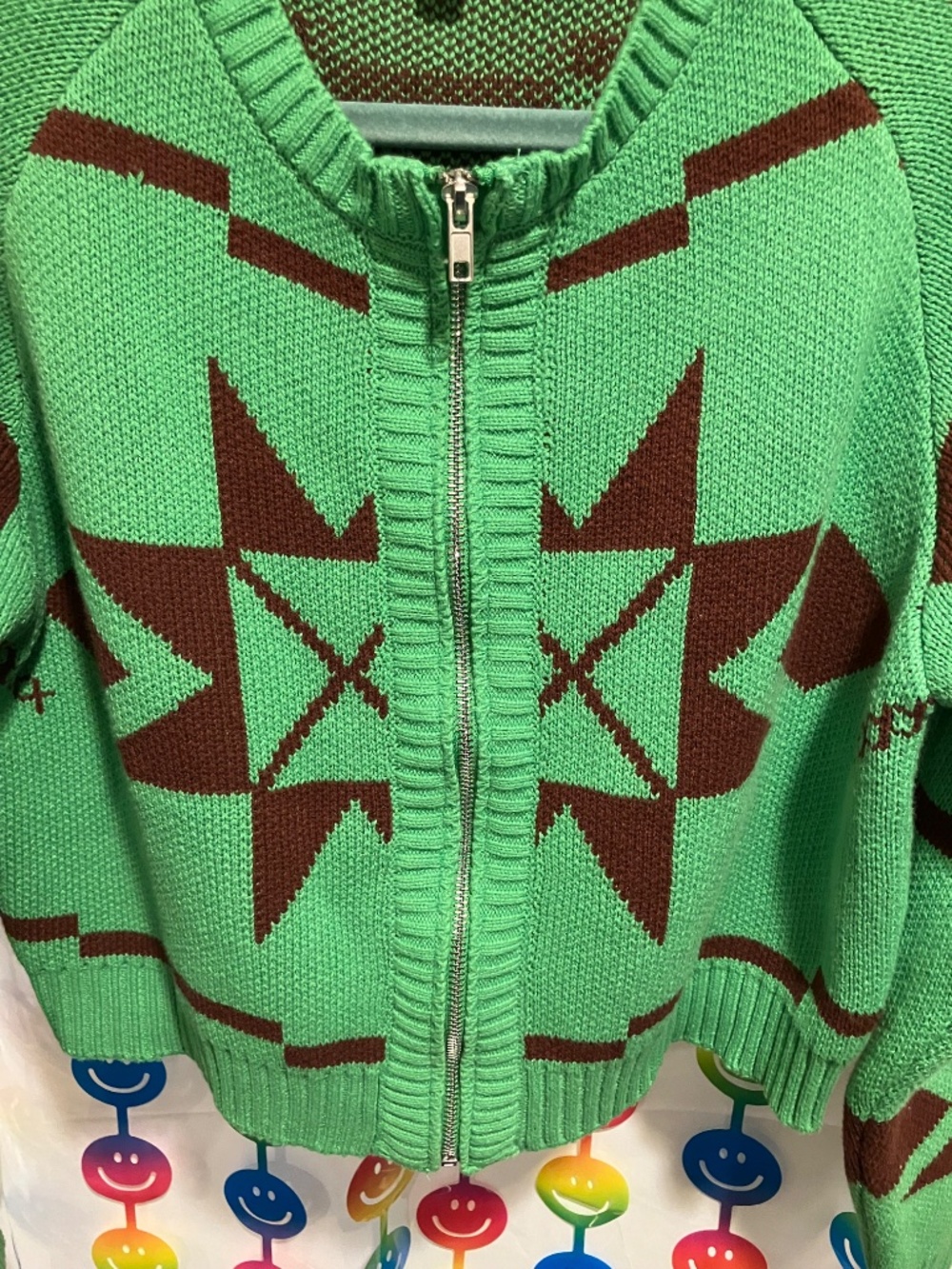 L.A. Hearts Geometric Knit Zip Cardigan Sweater (Large) - Picture 4 of 10
